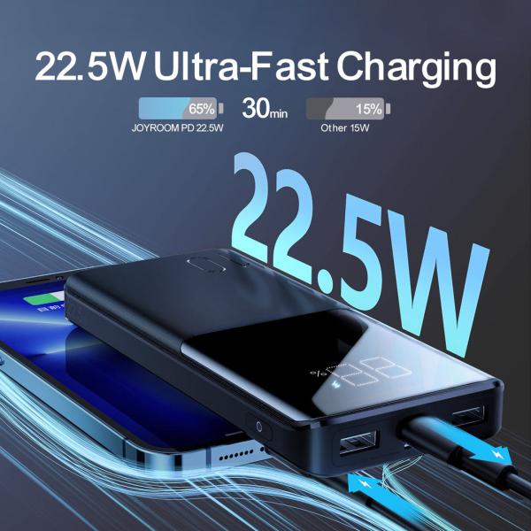 JR - QP191 22.5W LED Fast Charging Power Bank 10000mAh