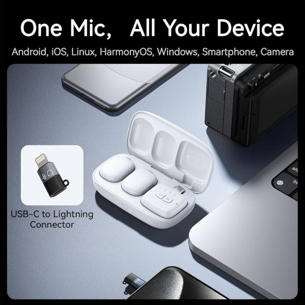 ULANZI A30 Tiny Mic Magnetic Wireless Lavalier Microphone – Noise Cancelling, 20H Battery, 164ft Range for DSLR, iPhone & Android