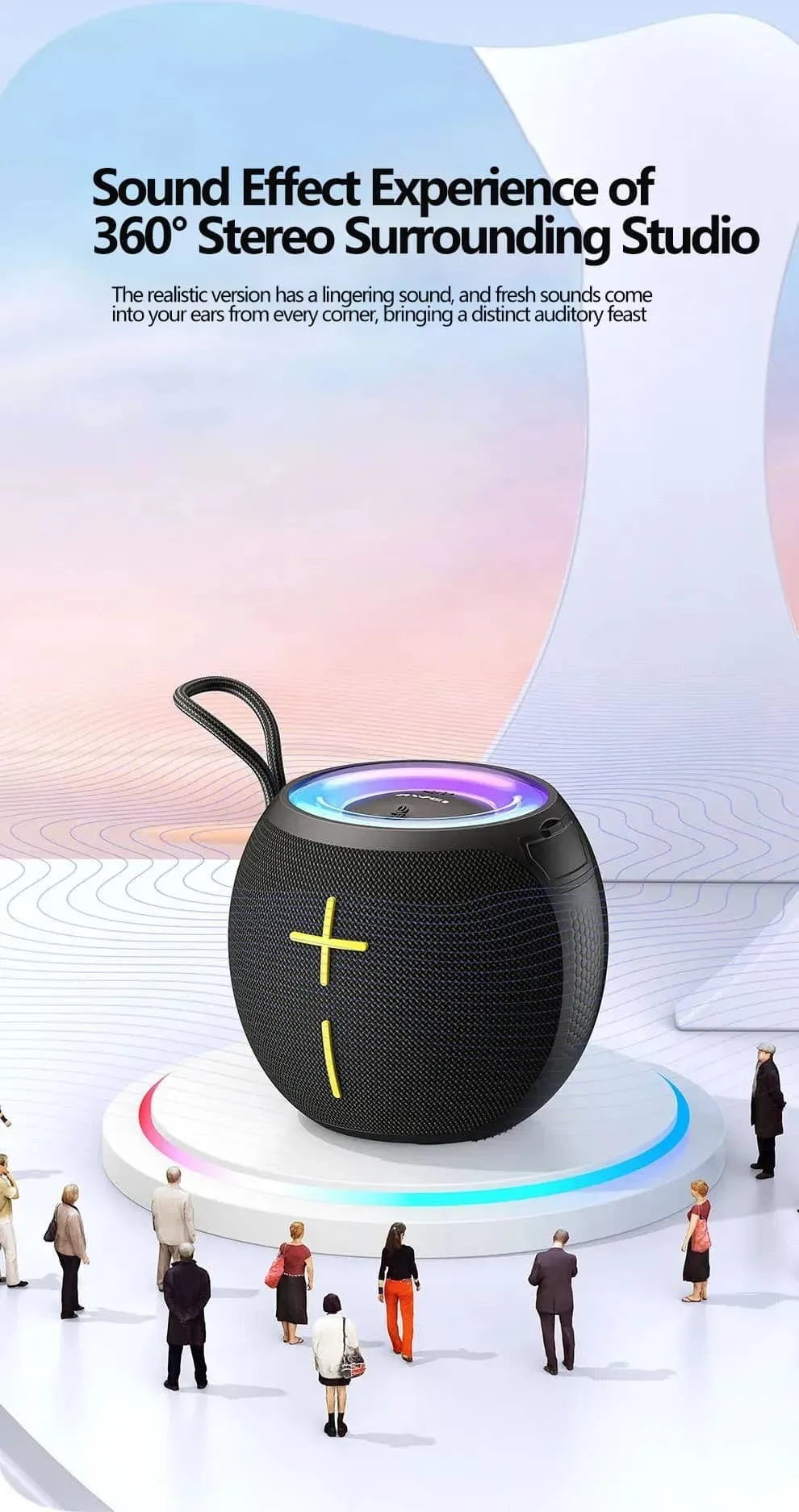 Awei KA19 Wireless Speaker with 360-degree stereo sound, LED ring, and immersive audio experience