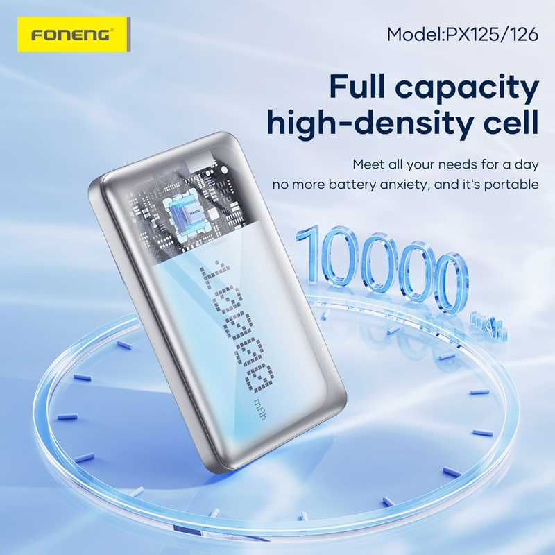Foneng PX125 10000mAh power bank full capacity high density battery cell portable design