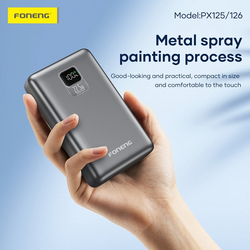 Foneng PX125 compact metal spray painted power bank mini size easy to carry